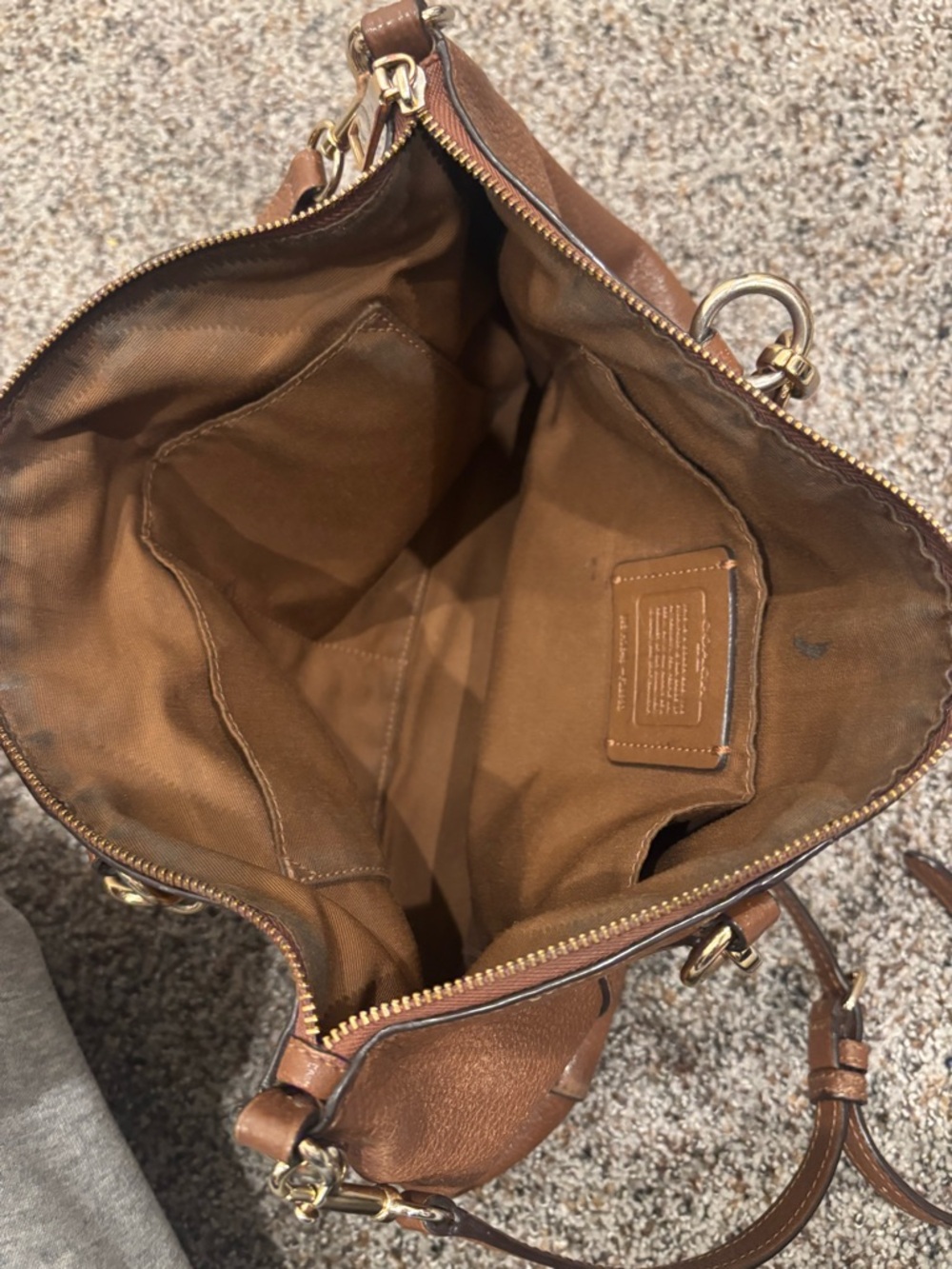 Coach TanBrown Pebbled Leather Satchel Crossbody Bag Gold Hardware - Picture 9 of 11